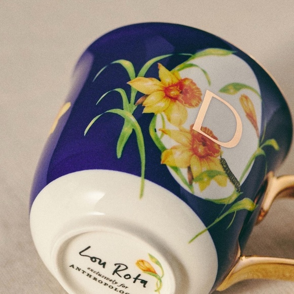 NWT Anthropologie Lou Rota Monogram Nature Mug Letter D - Picture 2 of 3